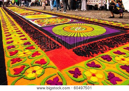 Colorful Holy Week Carpet In Antigua, Guatemala