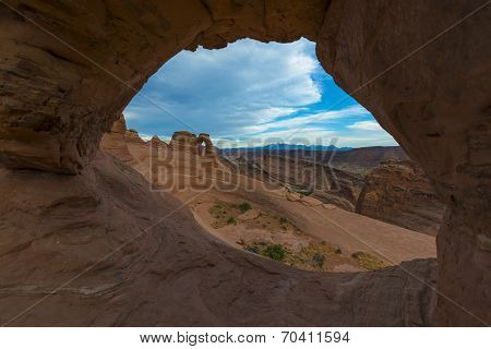 Delicate Arch Through Rock Window