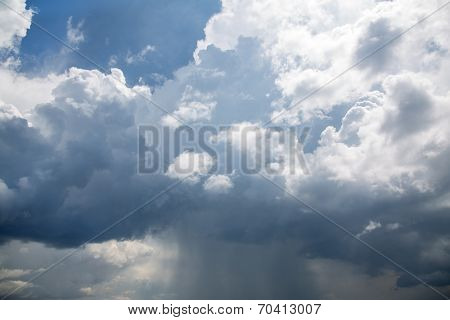 Horrible Clouds In A Thunderstorm On The Ocean.