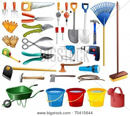Illustration of different kind of tools