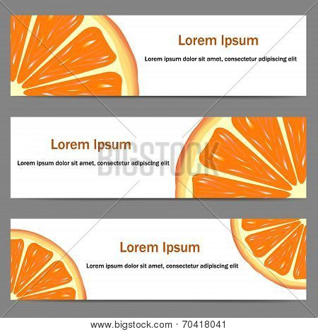 Set of banners with oranges