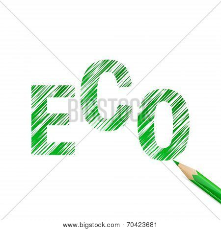 Eco text drawn with green pencil