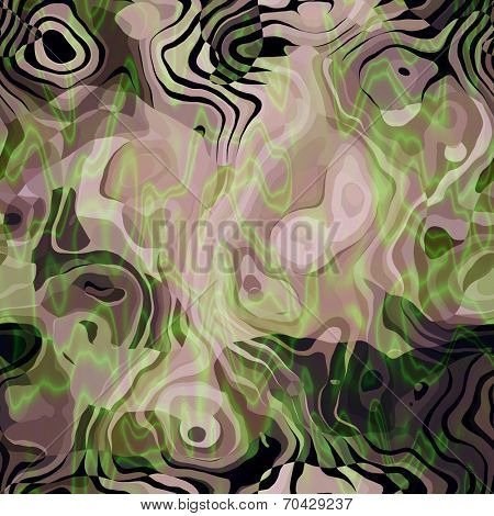 art abstract colorful chaotic waves seamless pattern in Klimt style; background in green, purple, brown and black colors