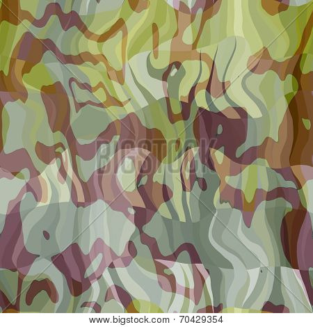 art abstract colorful chaotic waves seamless pattern in Klimt style; background in green, yellow, brown and grey-blue colors