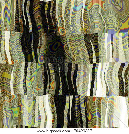 art abstract colorful chaotic waves seamless pattern in Klimt style; background in white, green, yellow, brown, black and blue colors