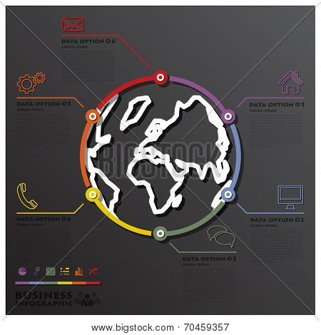 Earth And World Line Circle Shape Business Infographic