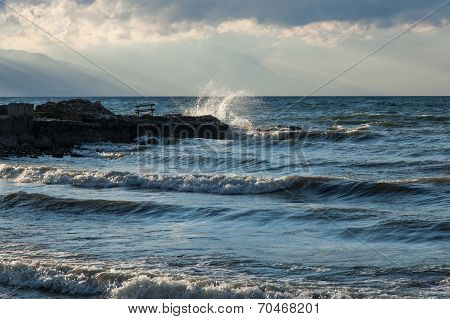 waves on Lake Iznik, Turkey