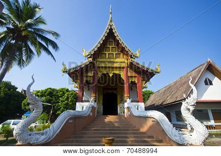 Two Naka Beside Temple Stair