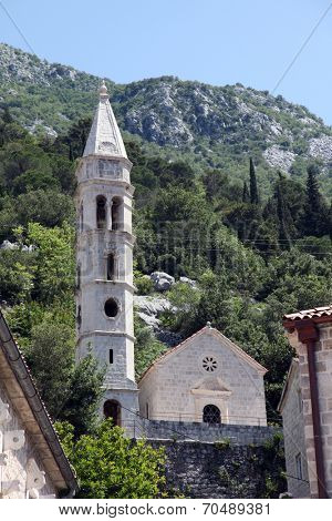 PERAST, MONTENEGRO - JUNE 08: Catholic Church of Our Lady of the Rosary, Perast, Montenegro on June 08, 2012