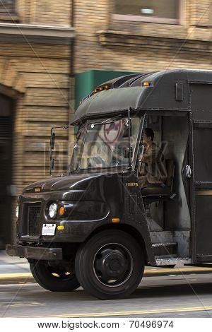 Truck delivering packages