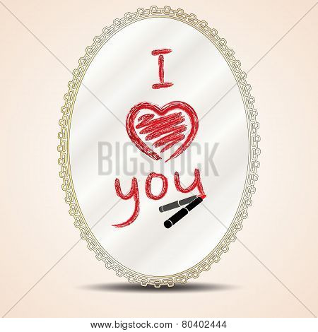 Inscription lipstick on mirror