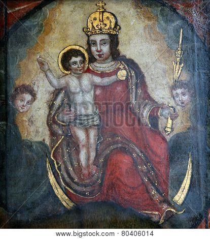ZAGREB, CROATIA - MAY 30: Our Lady of the Kamenita vrata, patron of Zagreb is located at the medieval gate Old City of Zagreb, Croatia on May 30, 2013.