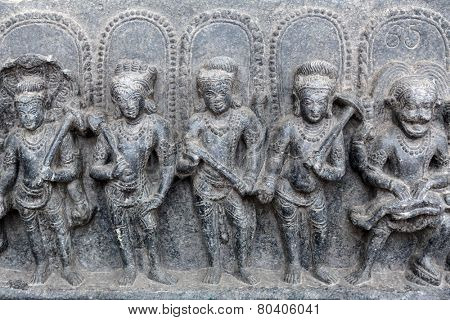 KOLKATA, INDIA - FEBRUARY 15: Dasavatara, from 10/11th century found in Basalt, Bihar now exposed in the Indian Museum in Kolkata, on February 15, 2014