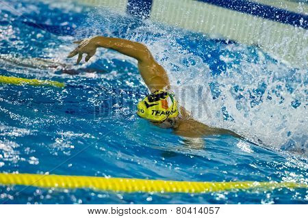 Milan - December  23:  M. Schirru  (italy)  Performing Freestyle  In  Swimming Meeting Brema Cup On