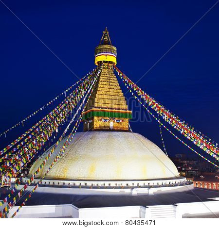 Boudhanath Stupa in the Kathmandu valley, Nepal