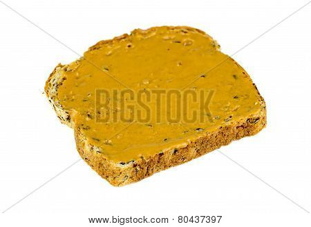 Isolated Whole Wheat Peanut Butter Toast Breakfast