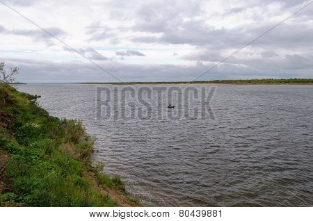 Wide River In Northern Russia, Summer Time