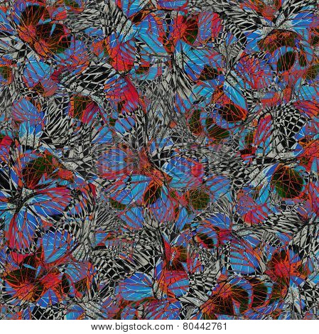 Exotic Background Pattern Made Of Fancy Red-spot Sawtooth Butterflies