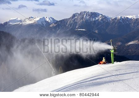 Snow Gun Makes Artifical Snow