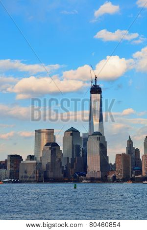 NEW YORK CITY - MARCH 20: One World Trade Center (Freedom Tower) at sunset on March 20, 2013 in New York City. It is the tallest building in New York City with 1,776 feet height since 2012. 