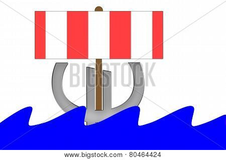 Euro Symbol with sail swimming into water with waves