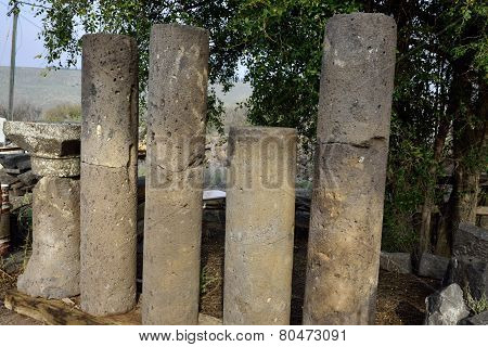 Ancient Columns In Umm El Kanatir, Israel