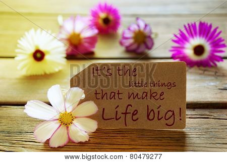 Sunny Label Life Quote Its The Little Things That Make Life Big With Cosmea Blossoms
