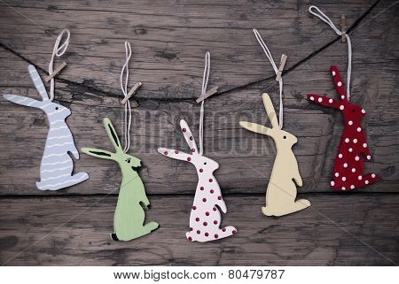 Many Easter Bunnies Hanging On Line