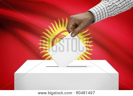 Ballot Box With National Flag On Background - Kyrgyzstan