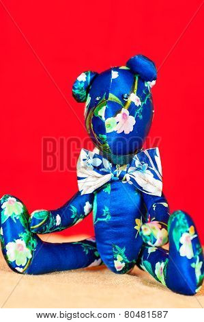 Blue Handmade Silk Provence Tilda Teddy Bear Toy