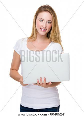 Young Woman use of portrable computer