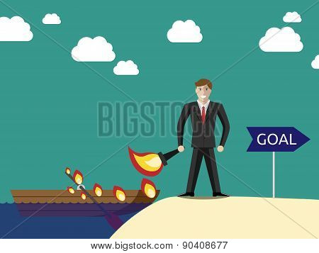Businessman Burning Boat