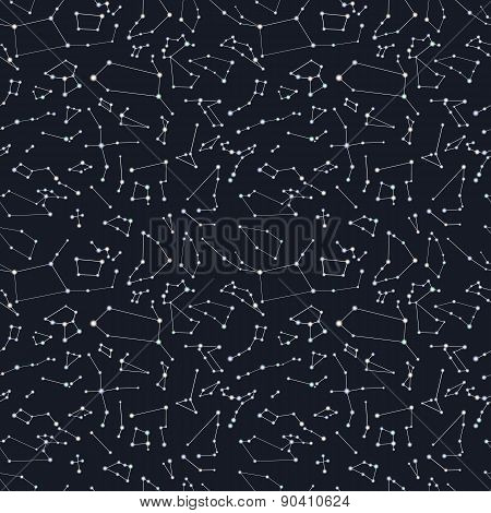 Constellations on dark background pattern