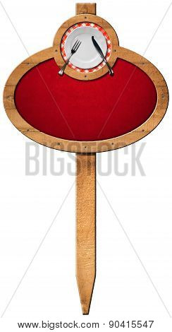 Wooden Sign With Plate And Cutlery