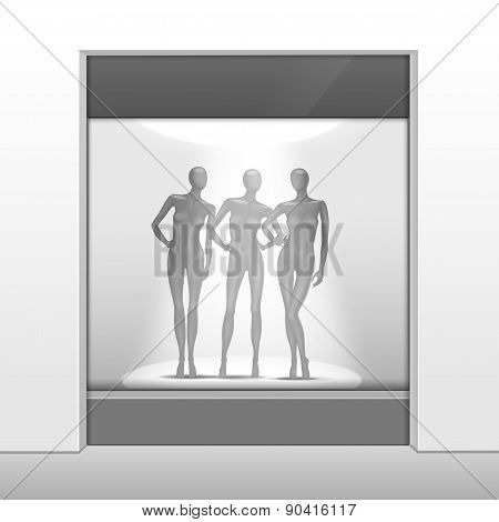 Clothing Shop Boutique Store Front with Mannequins