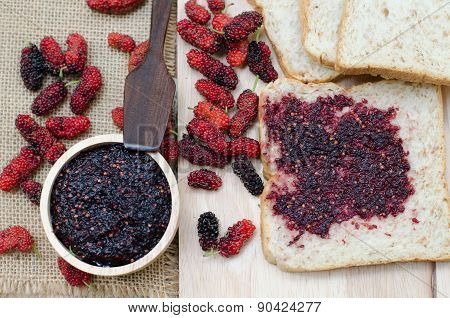 Breakfast : Home Made Bread With Mulberry Jam
