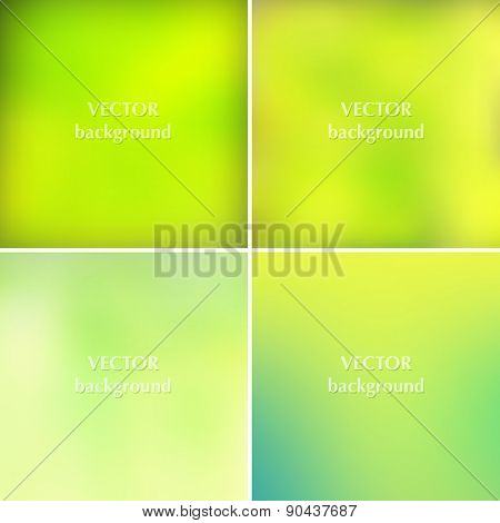 Abstract Lime Green Colors Blurred Vector Backgrounds Set