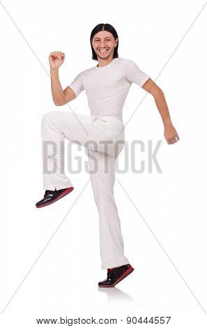 A man in white sportswear isolated on white