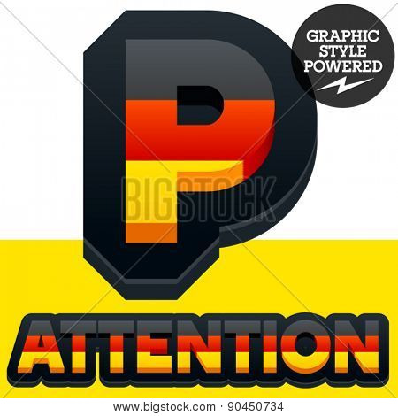 Vector set of Germany flag 3D alphabet. Letter  P