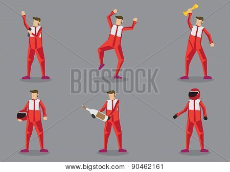 Sports Car Racing Driver Vector Characters
