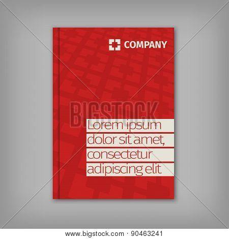 Red business design with headline and pattern background.