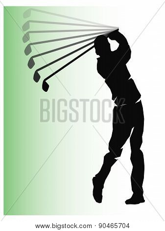 vector golf player swing shot