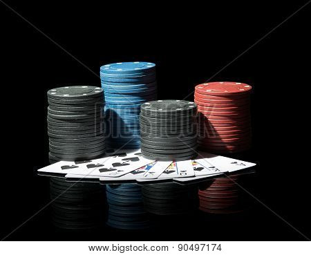 Poker chips with cards