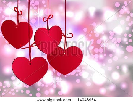 Valentine's day abstract background with cut paper heart. Vector illustration
