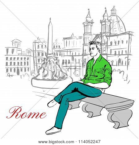man sitting on bench