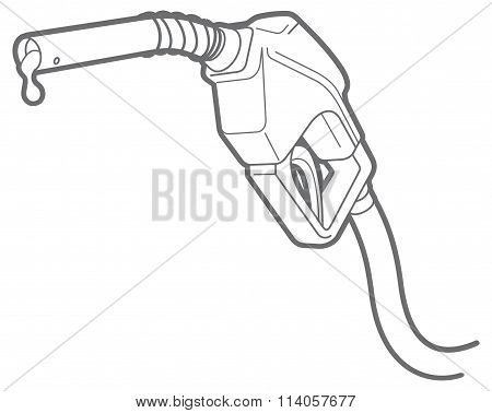 Vector outline icon of filling gun. nozzle