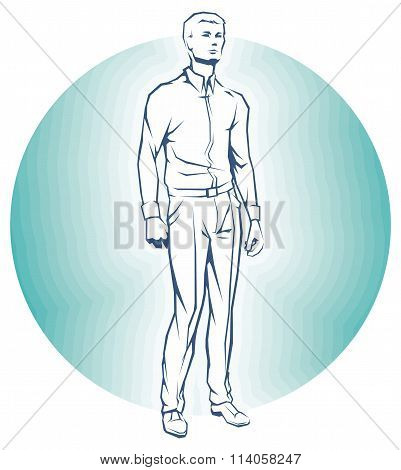 Vector Single Business standing Man.