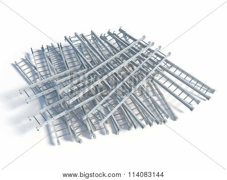 Lying White Metal Ladder Heap