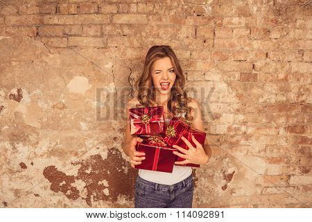 Beautiful Girl With Presents