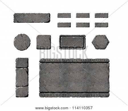Stone buttons, panels and elements.